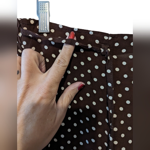 Vintage Maggie McNaughton Brown with Cream Polka Dot Light Pleated Skirt Sz 16W - Picture 5 of 11